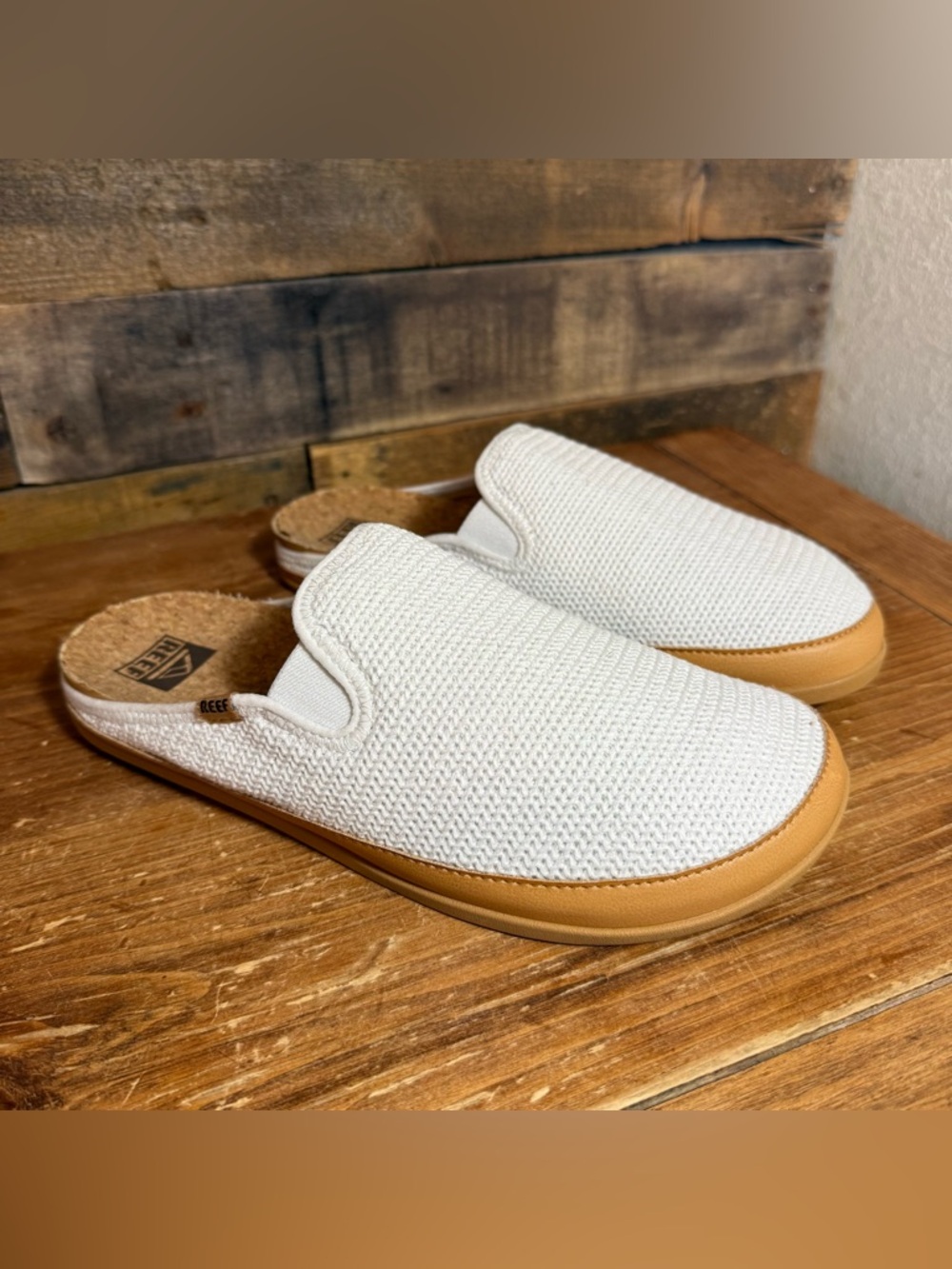 Reef Cushion Homey Mule White Mesh Slip On Round Toe Shoe Womens size 9